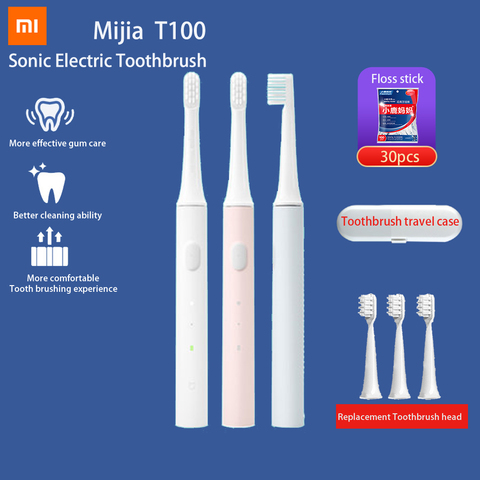Original cepillo de dientes eléctrico Xiaomi Mijia Sonic, cepillo de dientes Mi T100, colorido cepillo de dientes recargable vía USB IPX7 impermeable, Scooter Home ► Foto 1/6