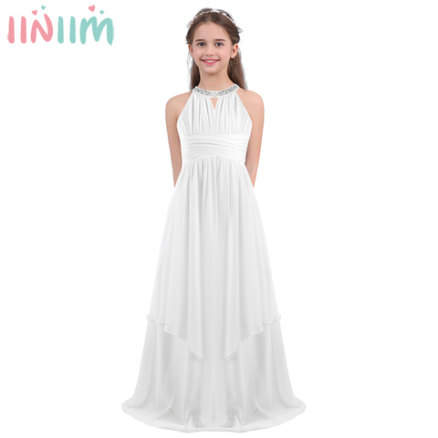 Iiniim para niños vestido de princesa niñas niños de boda Vestido con lentejuelas Halter flores Vestidos niñas fiesta adolescente disfraces ► Foto 1/6