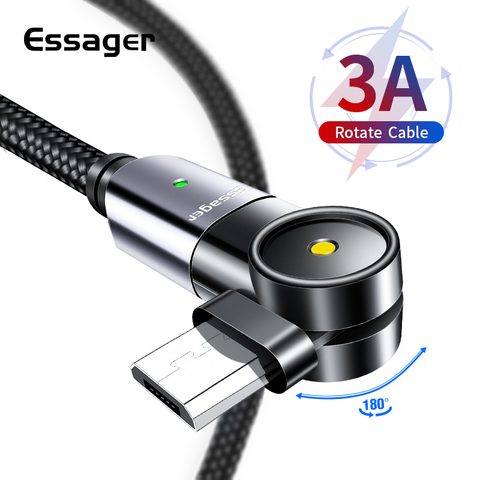 Essager-Cable Microusb giratorio de carga rápida para móvil, Cable de datos de 2m para Samsung, Xiaomi, mi, Android ► Foto 1/6