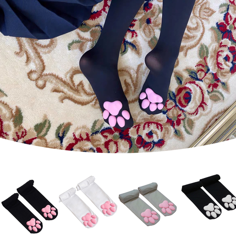 Calcetines de Pata de Gato para mujer y niña, calcetín Kawaii, 3D, con punta de garra de gato, regalo, almohadillas de Paw Lolita, Cosplay, almohadilla de pata de gato, medias altas hasta el muslo ► Foto 1/6