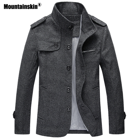 Mountainskin-Chaqueta de lana para hombre, abrigo informal de cuello levantado, sólido, suelto, ropa de marca, M ~ 4XL, SA803, invierno y otoño ► Foto 1/6