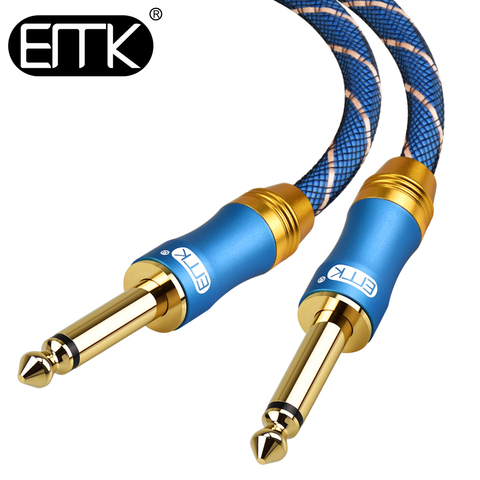 EMK Mono 6,35mm 1/4 ''Cable de Audio 6,3 Aux Cable de Nylon trenzado Jack macho a macho Cable de guitarra 1m 5m 8m para amplificador Mezclador ► Foto 1/6