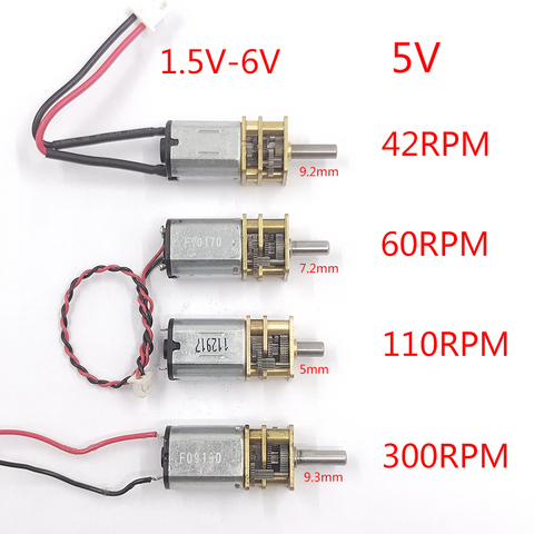 Pequeño mini N20 motorreductor de Metal, DC 3V -6V, 5V, 42RPM, 60RPM, 110RPM, 300RPM, juguete de hobby de alta Motor de torsión de velocidad lenta ► Foto 1/6