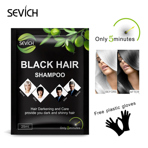 Sevich-champú para tinte de cabello negro, Gel de tinte capilar de 5 colores, 5 minutos de depilación, Color gris y blanco, brillante, 25ml ► Foto 1/6