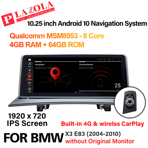 Android 10 navegación Multimedia de coche GPS Player para BMW X3 E83 2004-2010 sin Original CarPlay Autostereo 10,25 pulgadas ► Foto 1/6