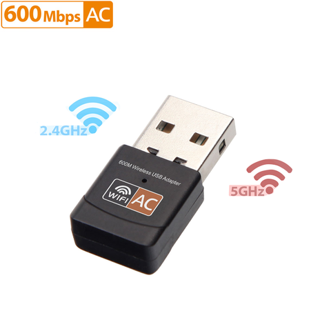 802.11AC 600Mbps inalámbrico USB tarjeta de red WiFi adaptador de doble banda 2,4 5,8 Ghz Mini receptor de tarjeta de red de ordenador inalámbrico ► Foto 1/6