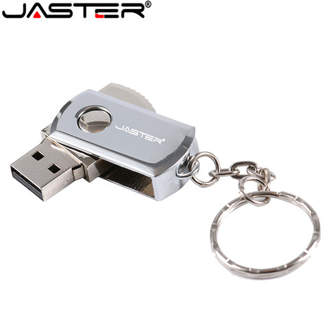 JASTER unidad Flash USB de Metal-Pen Drive de rotación, 4GB, 8GB, 16GB, 32GB, 64GB, memoria externa con capacidad Real, lápiz de memoria USB con llavero ► Foto 1/6