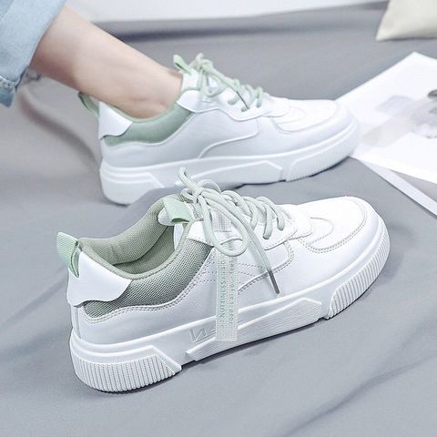 Zapatillas de deporte planas para mujer, zapatos planos informales de Tendencia de primavera, cómodos, vulcanizados con plataforma blanca ► Foto 1/4