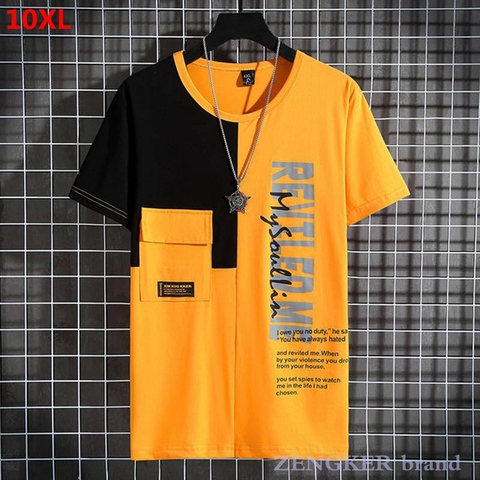 Camiseta de manga corta para hombre, Camiseta holgada de gran tamaño, compassion, talla grande, gráfica cosida, 10XL, 9XL, 8XL, ropa de calle de verano ► Foto 1/5