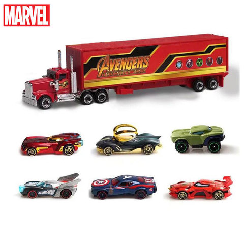 Juego de carroza de Los Vengadores para niños, Hulk, Iron Man, Spider-Man, coche de aleación 1:64, fundición a presión, juguete genial, regalo de cumpleaños de Navidad ► Foto 1/6