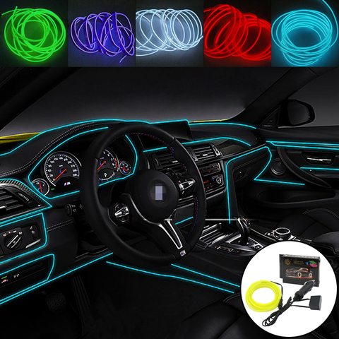 Tira de luces led para coche, luz ambiente de coche, iluminación interior de coche, impermeable, tira de luces interior flexible ► Foto 1/6