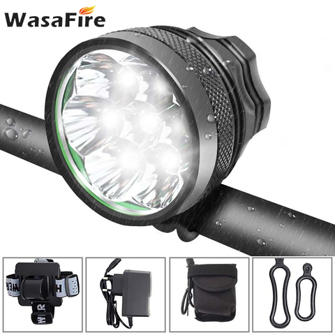 WasaFire-faro delantero para bicicleta de montaña, luz de 10000 lúmenes, 7 * XML T6, LED de ciclismo + batería recargable de 18650, luces bicicleta luz bicicleta delantera linterna accesorios para bicicleta ► Foto 1/6