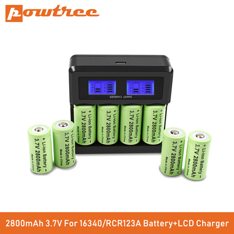 Powtree CR123A RCR 123 ICR 16340 batería 2800mAh 3,7 V recargable de Li-Ion batería para Arlo cámara de seguridad L70 ► Foto 1/6