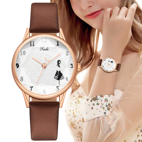 Reloj analógico de cuarzo moda para mujer, reloj femenino de lujo con esfera pequeña y delicada, correa de cuero, 2022 ► Foto 1/6