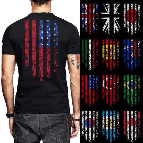 Bandera (cualquier país) camiseta con estampado para hombre, Argentina, Corea, Canadá, Brasil, Turquía, Estados Unidos, Australia, España, Italia, Japón, Reino Unido, algodón, cuello redondo ► Foto 1/6