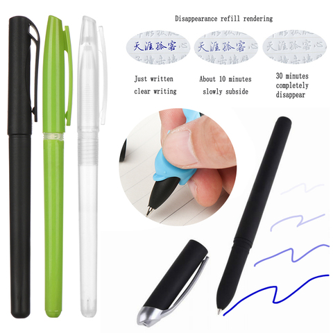 Kit de pluma de atenuación automática bolígrafo mágico que desaparece, bolígrafo Invisible de Gel de tinta azul, bolígrafos Groove, cuaderno de escritura, caligrafía, pluma de atenuación automática s ► Foto 1/6