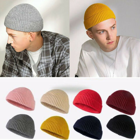 2022 nuevos sombreros de punto para mujer gorro para hombre gorro de invierno Retro sin ala gorra de melón holgada Hi pop pescador gorros hombres ► Foto 1/6