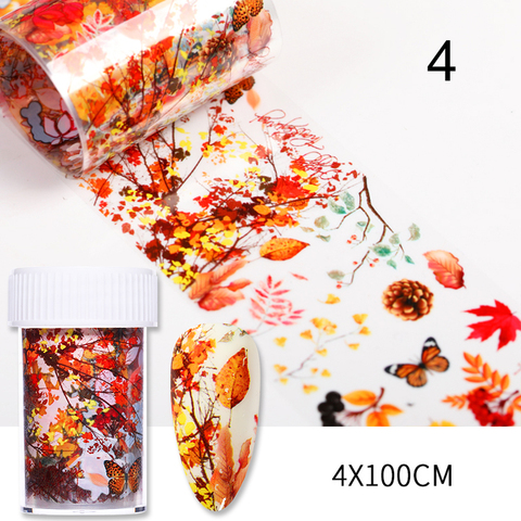 Rollo de Hojas de arce de otoño láminas para uñas de lavanda, flores coloridas, pegatinas de transferencia de manicura, papel DIY, decoración artística de uñas ► Foto 1/6