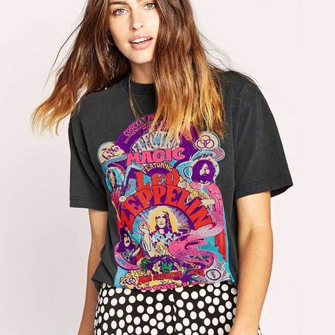 Camiseta estampada Bohemia para mujer, camiseta informal de algodón de manga corta, camiseta retro de Rock N Roll, Tops de verano 2022 ► Foto 1/6