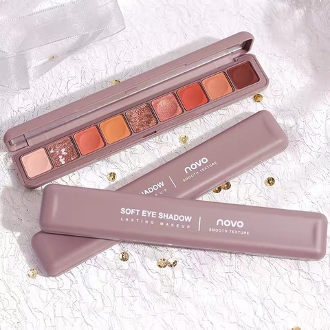 NOVO 9 colores de moda paleta de sombra de ojos mate brillo sombra de ojos desnudo impermeable conjunto de maquillaje de larga duración ► Foto 1/6