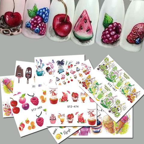 18 piezas dulces helado verano uñas pegatina mezclado fruta colorida DIY agua calcomanías decoración uñas HERRAMIENTA DE MANICURA TRSTZ471-488 ► Foto 1/6