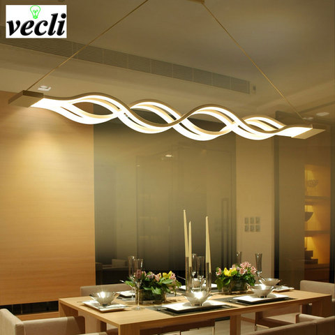 Diseño de onda moderno comedor estudio luz colgante, iluminación led AC 85-260V 80W lámpara de cocina suspendida luminaire bar ► Foto 1/6