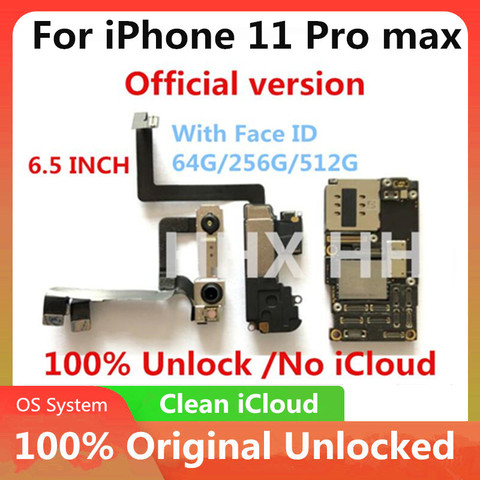Placa base desbloqueada para iphone 11 pro MAX placa lógica con identificación facial sin identificación facial para iPhone 100% Pro, XS, 11,11 ► Foto 1/1