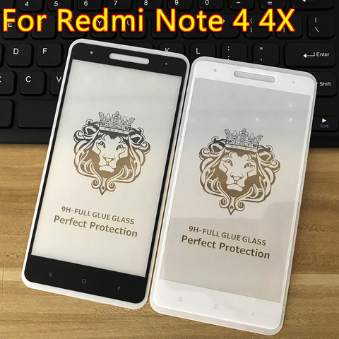 Protección de vidrio en la para Xiaomi Redmi Nota 4 Nota 4X Protector de pantalla de vidrio templado película 9H de cristal curvada Nota 4 película ► Foto 1/6