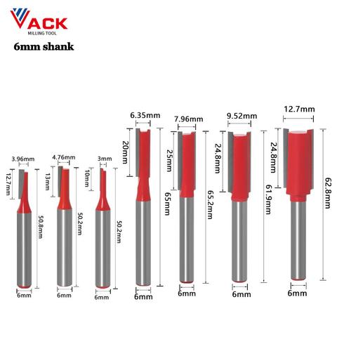 VACK 6mm 1/4 pulgadas de mango largo de limpieza fresadora inferior poco recorte de madera cortador CNC para trabajar la madera y limpios Bits recto herramientas de fresado ► Foto 1/6