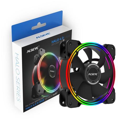 ALSEYE-ventilador de refrigeración de PC HALO de 4 pines, PWM, 120mm, LED RGB estático, ventilador de ordenador para carcasa y reemplazo de ventilador de CPU ► Foto 1/6