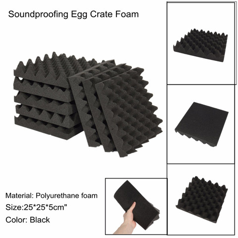 Espuma acústica de insonorización, 25x25x5cm, caja de huevos, tratamiento de insonorización, cuña de azulejo de perfil de huevo ► Foto 1/6