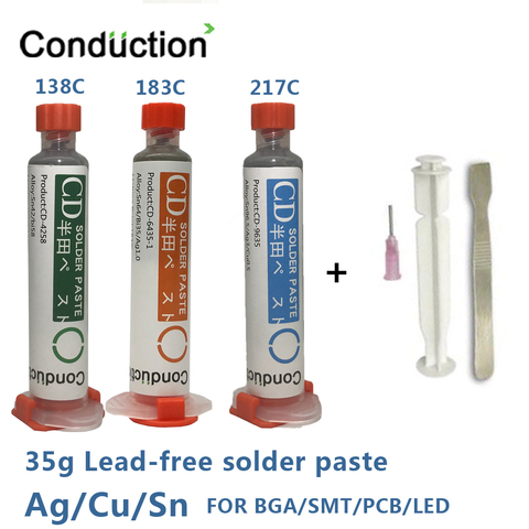 Pasta de soldadura sin plomo, mantenimiento de estaño de soldadura para BGA SMT PCB 138 183 217 grados, protección del medio ambiente, CPU tin35g ► Foto 1/6