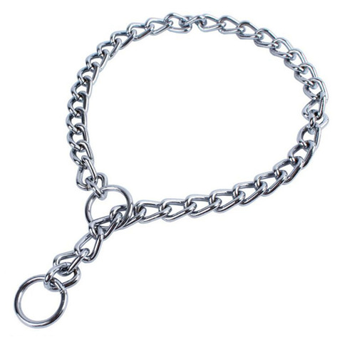 Cromo de hierro inoxidable perro Collar de tracción cuerda perro P Collar de cadena ajustable No collares para suministros para mascotas perros ► Foto 1/6