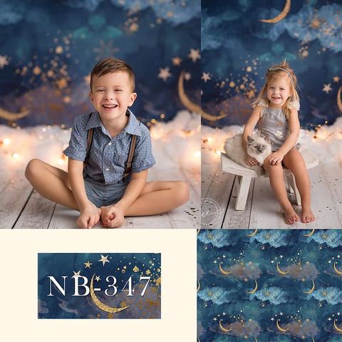 Fondo fotográfico con diseño de luna de oro y estrellas para estudio fotográfico, telón de fondo con diseño de estrellas, ideal para fiesta de cumpleaños de niños y Baby Shower ► Foto 1/6