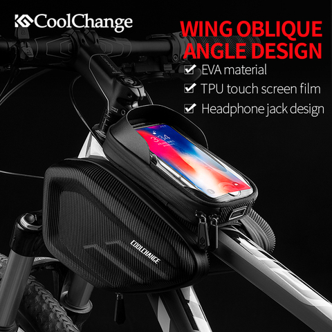 CoolChange impermeable bicicleta marco frente cabeza superior del tubo ciclismo bolsa doble IPouch 6,2 pulgadas de pantalla táctil de la bicicleta bolsa de accesorios ► Foto 1/6