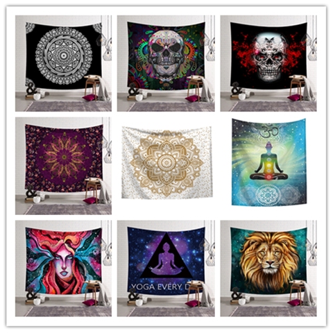 Textiles para el hogar de lijado tapiz 95 cm x 73cm indio Mandala de pared tela puerta cortina hecha a mano decoración de dormitorio arte tapiz ► Foto 1/6