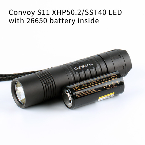 Convoy-linterna LED S11 con XHP50.2/SST40, 26650, luz de antorcha, en el interior con batería de 26650, color negro ► Foto 1/6