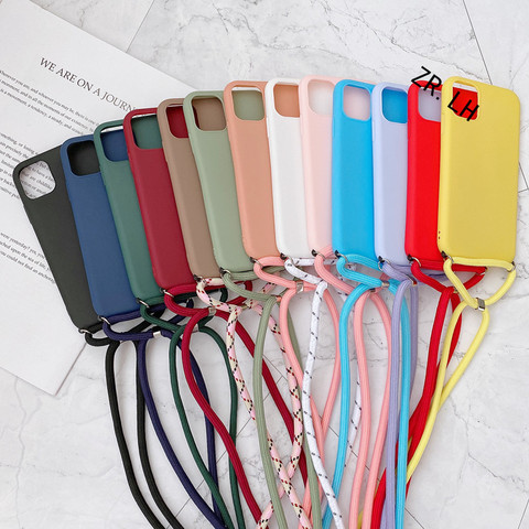 Funda de teléfono móvil con cordón para Apple iPhone 12 11 Pro XS MAX 7 8plus XR X SE 2022, funda de cuerda con manos libres ► Foto 1/6