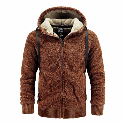 Mcikkny-Sudadera con capucha para hombre, cárdigan polar forrado, prendas de vestir, abrigos, ropa de punto para otoño, invierno cálido ► Foto 1/4