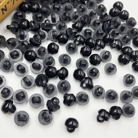 50 Uds. De botones de mango Negro de hongo acrílico de 8mm, botón decorativo de plástico Negro, Ojo de costura para muñecas, Ojos de juguete PT254 ► Foto 1/1