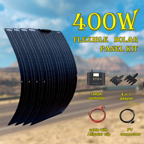 XINPUGUANG-kit de Panel Solar Flexible, 18V, 100 vatios, 200W, 300W, 400W, para batería de 12V, 24V, coche, RV, casa, carga de energía al aire libre ► Foto 1/6