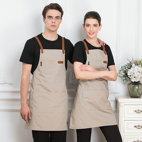 Delantal de cocina de Chef sin mangas para hombre y mujer, delantal de cocina Unisex, para cafetería, peluquería, babero de Uniforme de Trabajo, ropa de trabajo, delantales antiincrustantes ► Foto 1/6