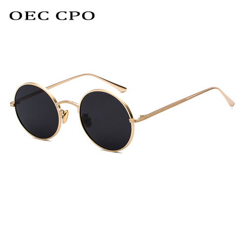 OEC CPO-gafas de sol redondas para hombre y mujer, lentes de sol clásicas con montura de Metal, UV400, a la moda, O90 ► Foto 1/6
