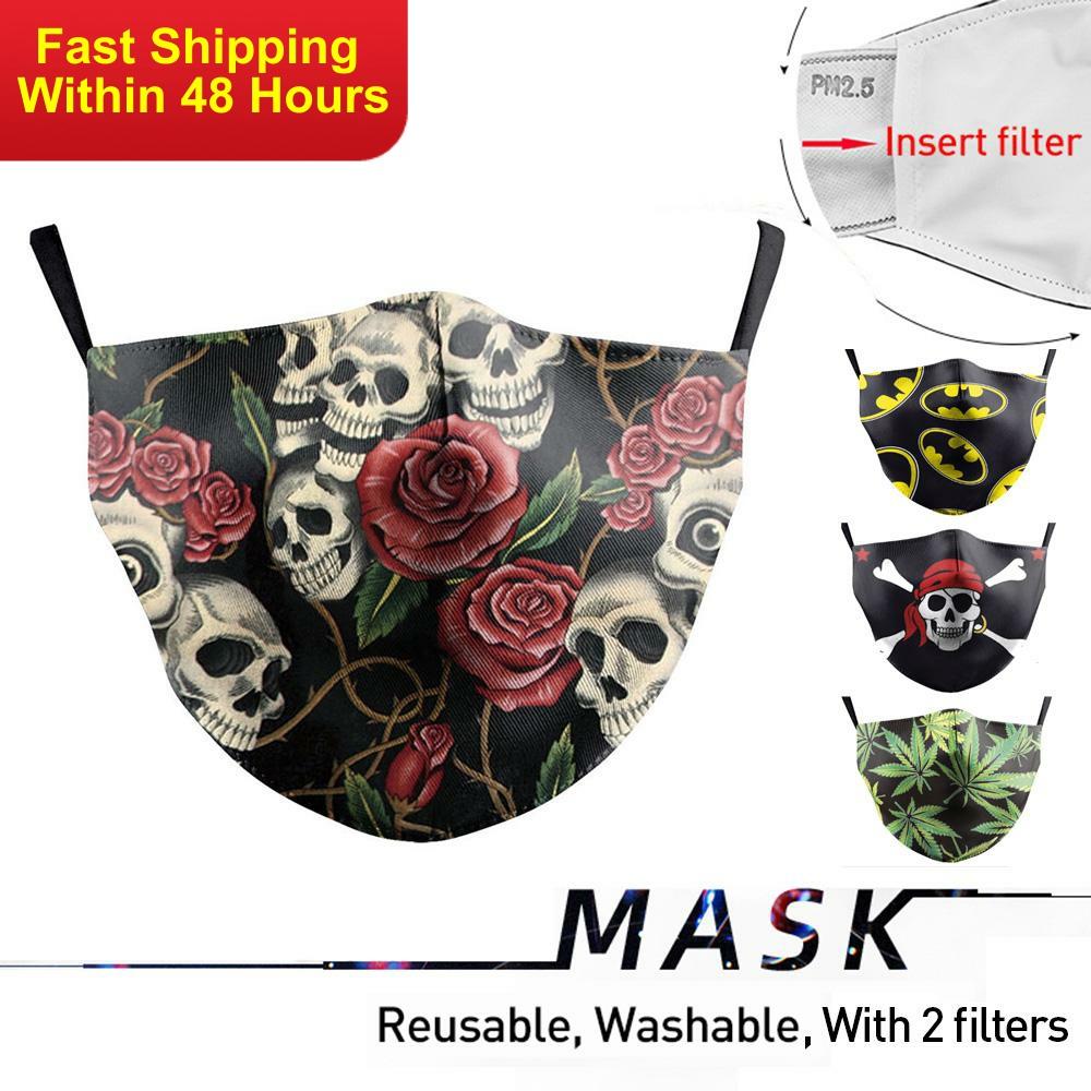 Zawaland-mascarilla reutilizable de tela lavable para adultos, máscara facial con estampado de Calavera, antipolvo, PM2.5, para Halloween ► Foto 1/6
