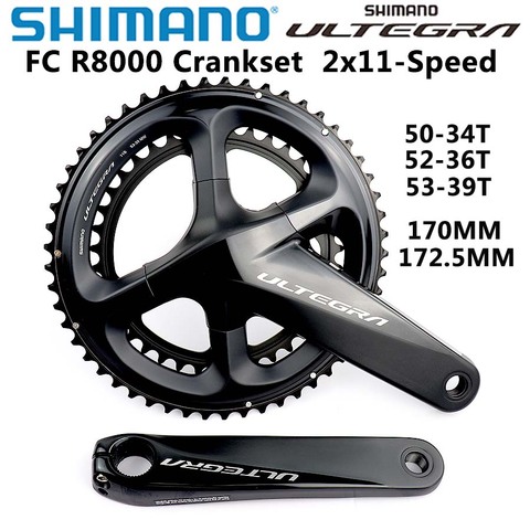 Shimano-platos y bielas ULTEGRA FC R8000, juego de bielas HOLLOWTECH II de 2x11 velocidades, para bicicleta de carretera, 50-34/52-36/53-39T 170/172.5/175 ► Foto 1/5