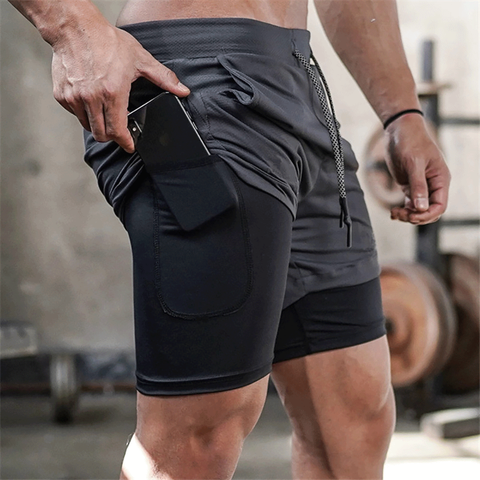 Pantalones cortos deportivos 2 en 1 para hombre, Shorts para correr, entrenamiento de secado rápido, para gimnasio, para verano, 2022 ► Foto 1/6