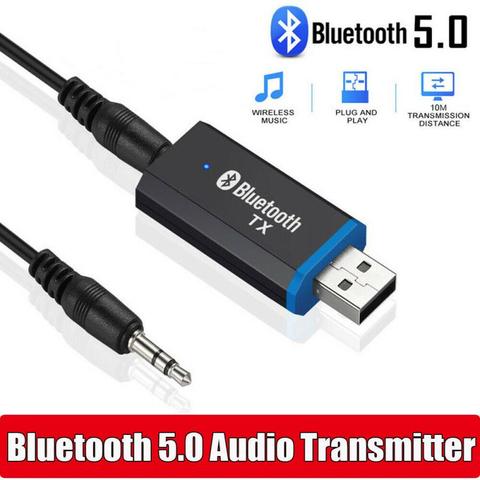 Adaptador de Audio con Bluetooth 5,0 para coche, transmisor de música inalámbrico con conector AUX de 3,5mm, minitransmisor de Audio USB para altavoz ► Foto 1/6