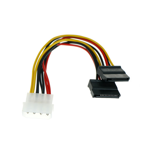 Adaptador de corriente de Cable HDD hembra, divisor SATA Y Dual, 2 uds., 4 pines IDE macho Molex a 2 puertos 15 pines SATA hembra ► Foto 1/5