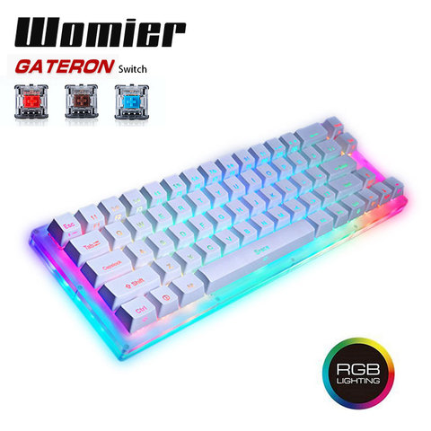 Womier-Teclado mecánico para jugar, K66 teclas intercambiables, tyce-c con cable, RGB, Gateron retroiluminado, interruptor, Base cristalina para PC y portátil ► Foto 1/6