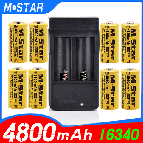 4800mAh Li-ion recargable de 3,7 V 16340 CR123A batería para linterna LED de cargador de pared para 16340 CR123A batería ► Foto 1/6